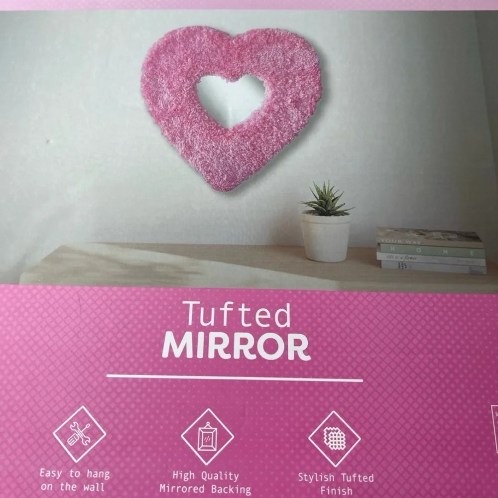 PALE PINK TUFTED HEART MIRROR//VALENTINES DAY// 13 INCHES